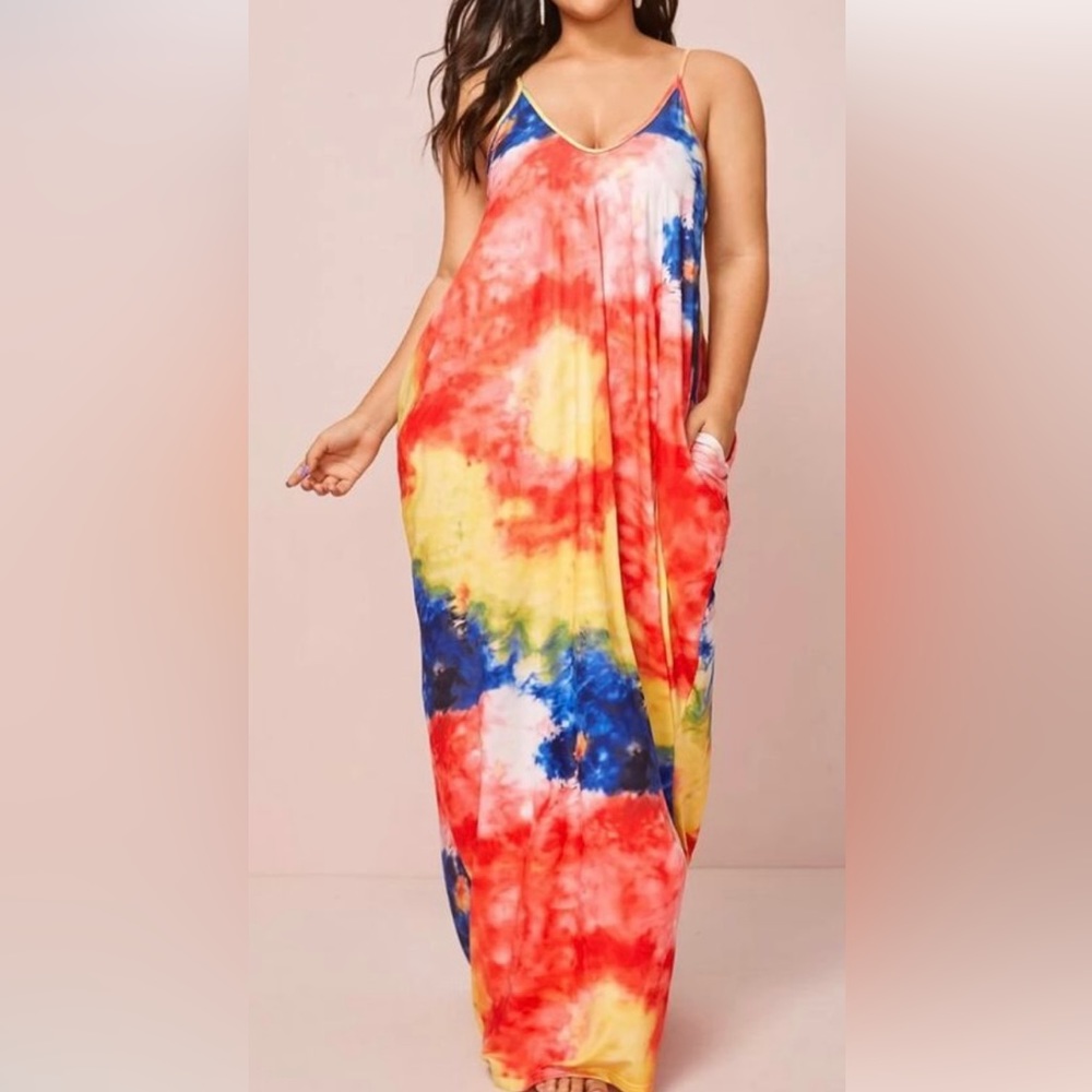 Shein Curve Maxi Tie Dyed Slip Dress size 1X